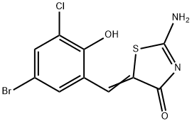 5-(5-bromo-3-chloro-2-hydroxybenzylidene)-2-imino-1,3-thiazolidin-4-one 구조식 이미지