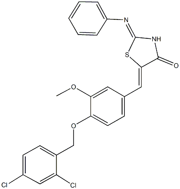 5-{4-[(2,4-dichlorobenzyl)oxy]-3-methoxybenzylidene}-2-(phenylimino)-1,3-thiazolidin-4-one 구조식 이미지
