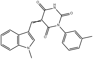 5-[(1-methyl-1H-indol-3-yl)methylene]-1-(3-methylphenyl)-2,4,6(1H,3H,5H)-pyrimidinetrione Structure