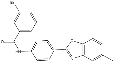 3-bromo-N-[4-(5,7-dimethyl-1,3-benzoxazol-2-yl)phenyl]benzamide 구조식 이미지