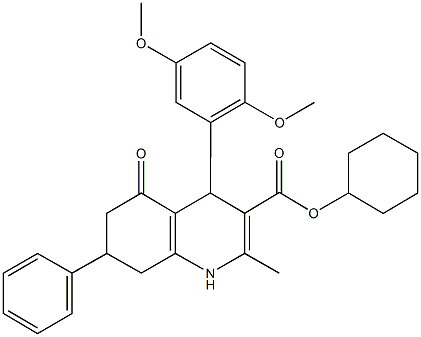 cyclohexyl 4-(2,5-dimethoxyphenyl)-2-methyl-5-oxo-7-phenyl-1,4,5,6,7,8-hexahydro-3-quinolinecarboxylate 구조식 이미지