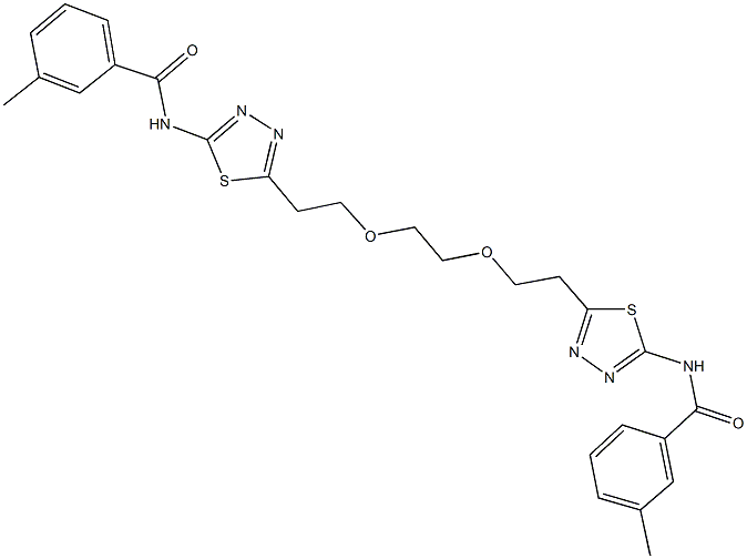 3-methyl-N-(5-{2-[2-(2-{5-[(3-methylbenzoyl)amino]-1,3,4-thiadiazol-2-yl}ethoxy)ethoxy]ethyl}-1,3,4-thiadiazol-2-yl)benzamide Structure