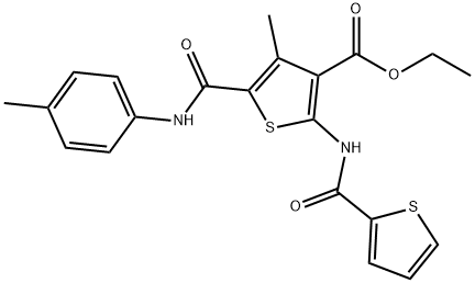 ethyl 4-methyl-2-[(2-thienylcarbonyl)amino]-5-(4-toluidinocarbonyl)-3-thiophenecarboxylate 구조식 이미지