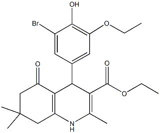 ethyl 4-(3-bromo-5-ethoxy-4-hydroxyphenyl)-2,7,7-trimethyl-5-oxo-1,4,5,6,7,8-hexahydro-3-quinolinecarboxylate Structure