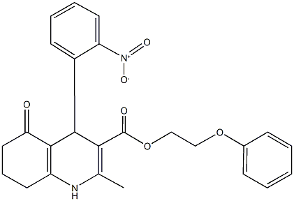 2-phenoxyethyl 4-{2-nitrophenyl}-2-methyl-5-oxo-1,4,5,6,7,8-hexahydro-3-quinolinecarboxylate 구조식 이미지