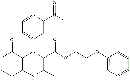 2-phenoxyethyl 4-{3-nitrophenyl}-2-methyl-5-oxo-1,4,5,6,7,8-hexahydro-3-quinolinecarboxylate Structure