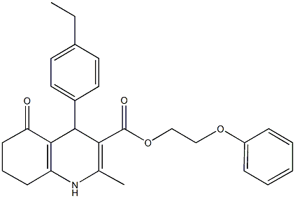 2-phenoxyethyl 4-(4-ethylphenyl)-2-methyl-5-oxo-1,4,5,6,7,8-hexahydro-3-quinolinecarboxylate Structure