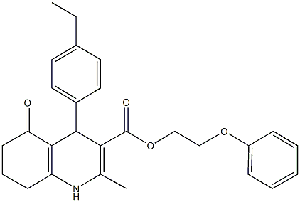 2-phenoxyethyl 4-(4-ethylphenyl)-2-methyl-5-oxo-1,4,5,6,7,8-hexahydro-3-quinolinecarboxylate 구조식 이미지