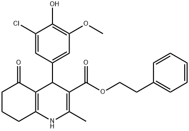 2-phenylethyl 4-(3-chloro-4-hydroxy-5-methoxyphenyl)-2-methyl-5-oxo-1,4,5,6,7,8-hexahydro-3-quinolinecarboxylate 구조식 이미지