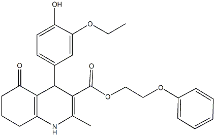 2-phenoxyethyl 4-(3-ethoxy-4-hydroxyphenyl)-2-methyl-5-oxo-1,4,5,6,7,8-hexahydro-3-quinolinecarboxylate 구조식 이미지