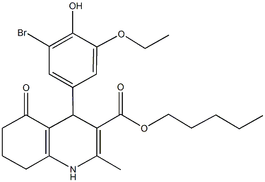 pentyl 4-(3-bromo-5-ethoxy-4-hydroxyphenyl)-2-methyl-5-oxo-1,4,5,6,7,8-hexahydro-3-quinolinecarboxylate Structure