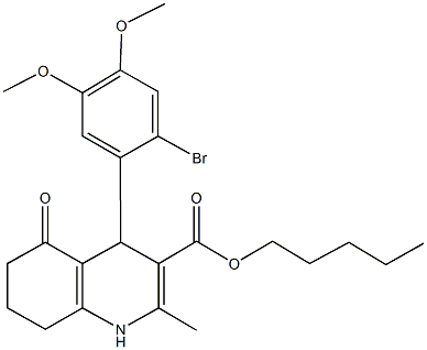 pentyl 4-(2-bromo-4,5-dimethoxyphenyl)-2-methyl-5-oxo-1,4,5,6,7,8-hexahydro-3-quinolinecarboxylate 구조식 이미지