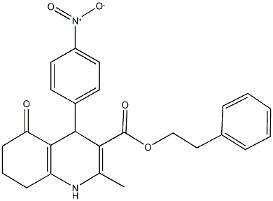 2-phenylethyl 4-{4-nitrophenyl}-2-methyl-5-oxo-1,4,5,6,7,8-hexahydro-3-quinolinecarboxylate Structure