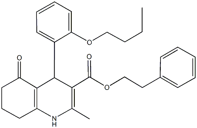 2-phenylethyl 4-(2-butoxyphenyl)-2-methyl-5-oxo-1,4,5,6,7,8-hexahydro-3-quinolinecarboxylate 구조식 이미지