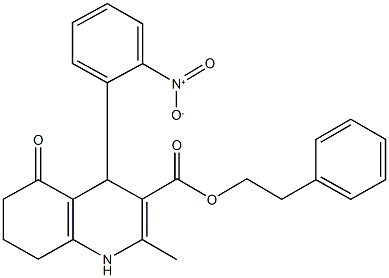 2-phenylethyl 4-{2-nitrophenyl}-2-methyl-5-oxo-1,4,5,6,7,8-hexahydro-3-quinolinecarboxylate 구조식 이미지