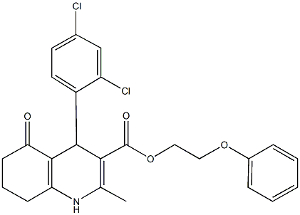 2-phenoxyethyl 4-(2,4-dichlorophenyl)-2-methyl-5-oxo-1,4,5,6,7,8-hexahydro-3-quinolinecarboxylate Structure