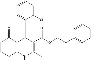 2-phenylethyl 4-(2-chlorophenyl)-2-methyl-5-oxo-1,4,5,6,7,8-hexahydro-3-quinolinecarboxylate 구조식 이미지