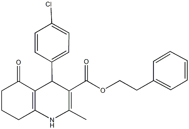 2-phenylethyl 4-(4-chlorophenyl)-2-methyl-5-oxo-1,4,5,6,7,8-hexahydro-3-quinolinecarboxylate 구조식 이미지