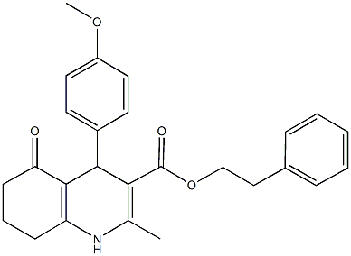 2-phenylethyl 4-(4-methoxyphenyl)-2-methyl-5-oxo-1,4,5,6,7,8-hexahydro-3-quinolinecarboxylate Structure