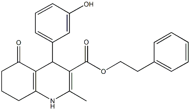 2-phenylethyl 4-(3-hydroxyphenyl)-2-methyl-5-oxo-1,4,5,6,7,8-hexahydro-3-quinolinecarboxylate 구조식 이미지