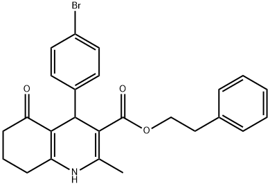 2-phenylethyl 4-(4-bromophenyl)-2-methyl-5-oxo-1,4,5,6,7,8-hexahydro-3-quinolinecarboxylate Structure