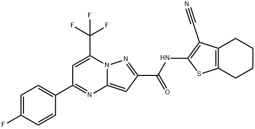 N-(3-cyano-4,5,6,7-tetrahydro-1-benzothien-2-yl)-5-(4-fluorophenyl)-7-(trifluoromethyl)pyrazolo[1,5-a]pyrimidine-2-carboxamide 구조식 이미지