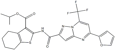 isopropyl 2-({[5-(2-furyl)-7-(trifluoromethyl)pyrazolo[1,5-a]pyrimidin-2-yl]carbonyl}amino)-4,5,6,7-tetrahydro-1-benzothiophene-3-carboxylate 구조식 이미지
