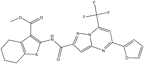 methyl 2-({[5-(2-furyl)-7-(trifluoromethyl)pyrazolo[1,5-a]pyrimidin-2-yl]carbonyl}amino)-4,5,6,7-tetrahydro-1-benzothiophene-3-carboxylate Structure