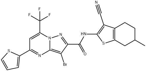 3-bromo-N-(3-cyano-6-methyl-4,5,6,7-tetrahydro-1-benzothien-2-yl)-5-(2-thienyl)-7-(trifluoromethyl)pyrazolo[1,5-a]pyrimidine-2-carboxamide Structure