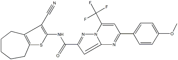 N-(3-cyano-5,6,7,8-tetrahydro-4H-cyclohepta[b]thien-2-yl)-5-(4-methoxyphenyl)-7-(trifluoromethyl)pyrazolo[1,5-a]pyrimidine-2-carboxamide Structure