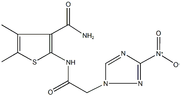 2-[({3-nitro-1H-1,2,4-triazol-1-yl}acetyl)amino]-4,5-dimethyl-3-thiophenecarboxamide Structure