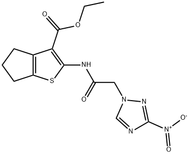 ethyl 2-[({3-nitro-1H-1,2,4-triazol-1-yl}acetyl)amino]-5,6-dihydro-4H-cyclopenta[b]thiophene-3-carboxylate Structure