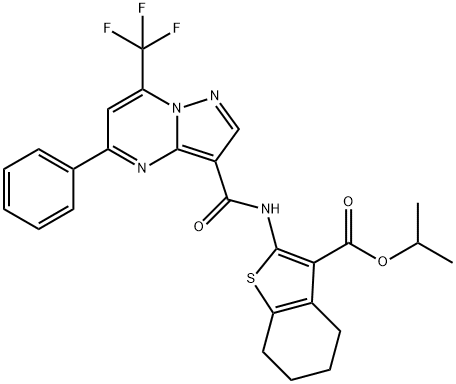 isopropyl 2-({[5-phenyl-7-(trifluoromethyl)pyrazolo[1,5-a]pyrimidin-3-yl]carbonyl}amino)-4,5,6,7-tetrahydro-1-benzothiophene-3-carboxylate Structure