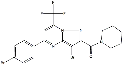 3-bromo-5-(4-bromophenyl)-2-(1-piperidinylcarbonyl)-7-(trifluoromethyl)pyrazolo[1,5-a]pyrimidine Structure