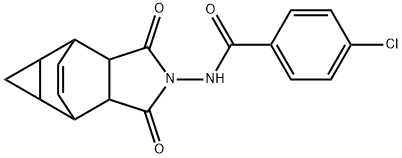4-chloro-N-(3,5-dioxo-4-azatetracyclo[5.3.2.0~2,6~.0~8,10~]dodec-11-en-4-yl)benzamide Structure