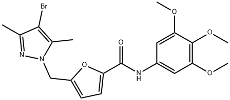 5-[(4-bromo-3,5-dimethyl-1H-pyrazol-1-yl)methyl]-N-(3,4,5-trimethoxyphenyl)-2-furamide 구조식 이미지