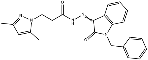 N'-(1-benzyl-2-oxo-1,2-dihydro-3H-indol-3-ylidene)-3-(3,5-dimethyl-1H-pyrazol-1-yl)propanohydrazide 구조식 이미지