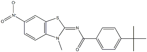 4-tert-butyl-N-(6-nitro-3-methyl-1,3-benzothiazol-2(3H)-ylidene)benzamide 구조식 이미지