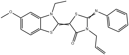 3-allyl-5-(3-ethyl-5-methoxy-1,3-benzothiazol-2(3H)-ylidene)-2-(phenylimino)-1,3-thiazolidin-4-one Structure