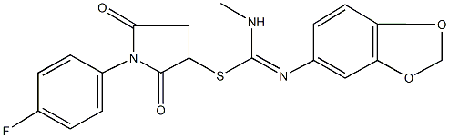 1-(4-fluorophenyl)-2,5-dioxo-3-pyrrolidinyl N'-(1,3-benzodioxol-5-yl)-N-methylimidothiocarbamate 구조식 이미지