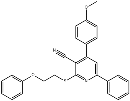 4-(4-methoxyphenyl)-2-[(2-phenoxyethyl)sulfanyl]-6-phenylnicotinonitrile 구조식 이미지