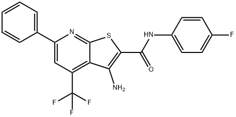 3-amino-N-(4-fluorophenyl)-6-phenyl-4-(trifluoromethyl)thieno[2,3-b]pyridine-2-carboxamide Structure