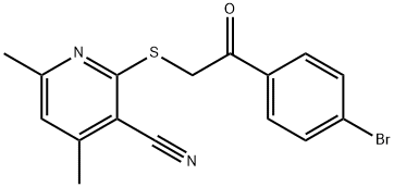 2-{[2-(4-bromophenyl)-2-oxoethyl]sulfanyl}-4,6-dimethylnicotinonitrile Structure