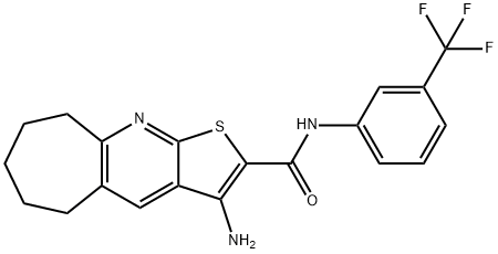 3-amino-N-[3-(trifluoromethyl)phenyl]-6,7,8,9-tetrahydro-5H-cyclohepta[b]thieno[3,2-e]pyridine-2-carboxamide 구조식 이미지