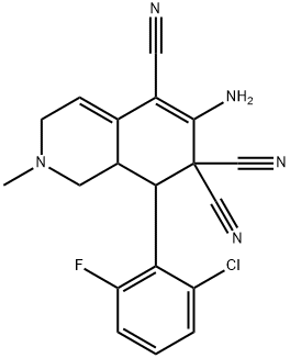 6-amino-8-(2-chloro-6-fluorophenyl)-2-methyl-2,3,8,8a-tetrahydroisoquinoline-5,7,7(1H)-tricarbonitrile Structure