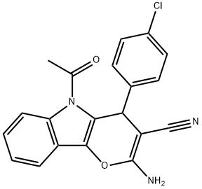 5-acetyl-2-amino-4-(4-chlorophenyl)-4,5-dihydropyrano[3,2-b]indole-3-carbonitrile 구조식 이미지