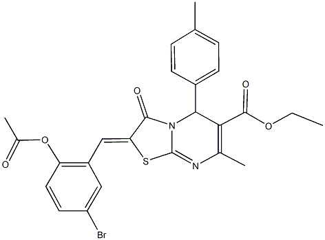 ethyl 2-[2-(acetyloxy)-5-bromobenzylidene]-7-methyl-5-(4-methylphenyl)-3-oxo-2,3-dihydro-5H-[1,3]thiazolo[3,2-a]pyrimidine-6-carboxylate Structure