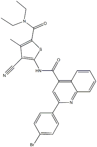 2-(4-bromophenyl)-N-{3-cyano-5-[(diethylamino)carbonyl]-4-methyl-2-thienyl}-4-quinolinecarboxamide 구조식 이미지