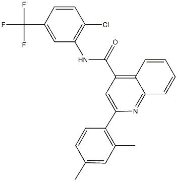 N-[2-chloro-5-(trifluoromethyl)phenyl]-2-(2,4-dimethylphenyl)-4-quinolinecarboxamide 구조식 이미지