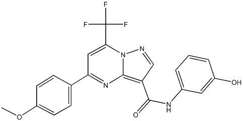 N-(3-hydroxyphenyl)-5-(4-methoxyphenyl)-7-(trifluoromethyl)pyrazolo[1,5-a]pyrimidine-3-carboxamide 구조식 이미지